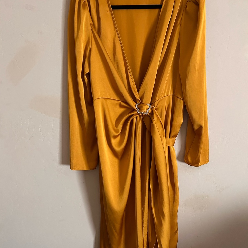 SHEIN Mustard Long Sleeve Dress